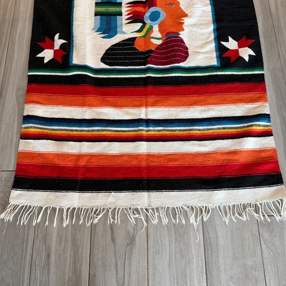 Vintage Hand-Woven Blanket Aztec Mayan Inca Indian Art Blanket 81"x48" - Picture 5 of 15